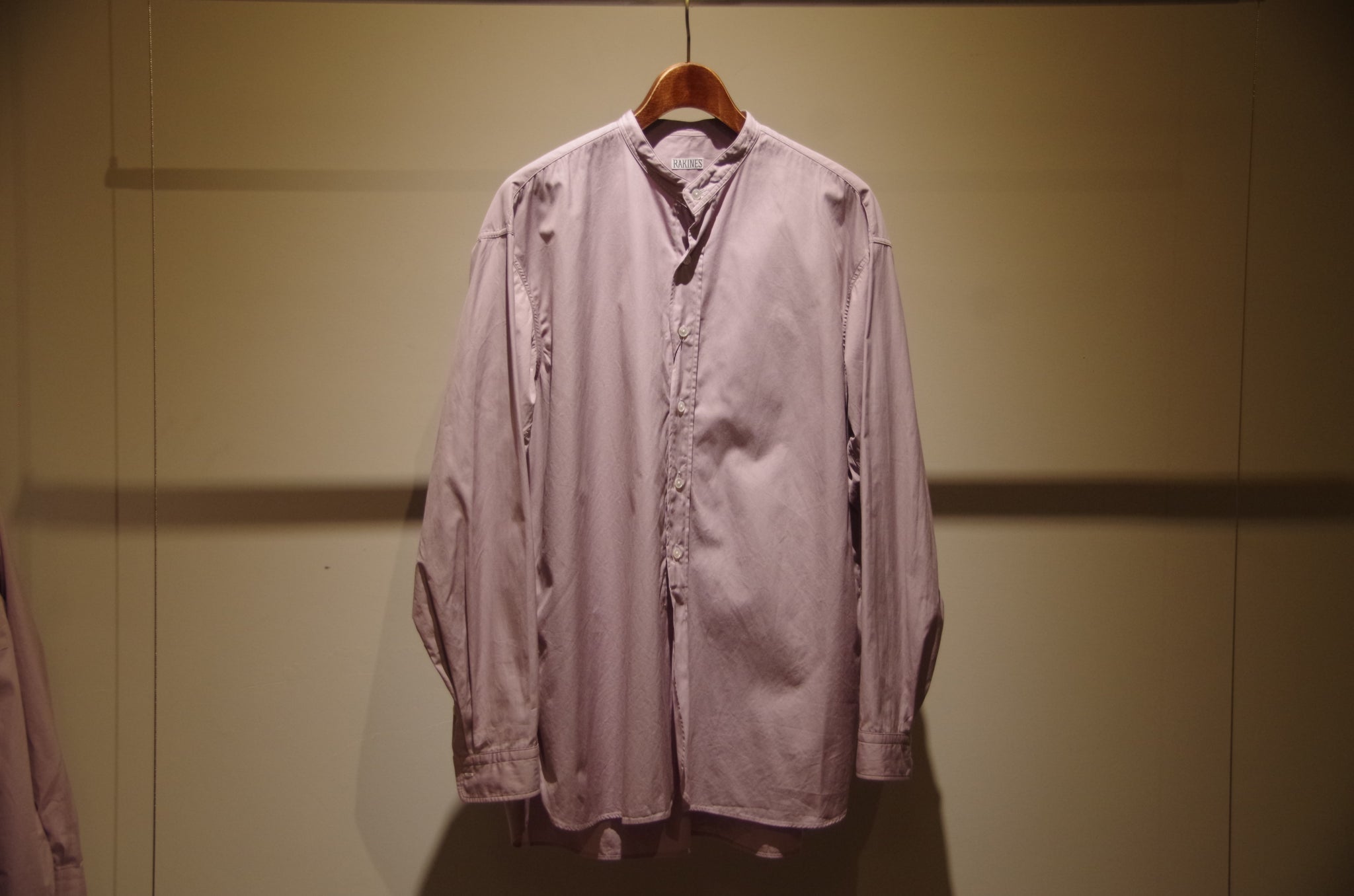 RAKINES(ラキネス) - Trinity chambray cloth band collar shirts / バンドカラーシャツ –  RADLOSTEL